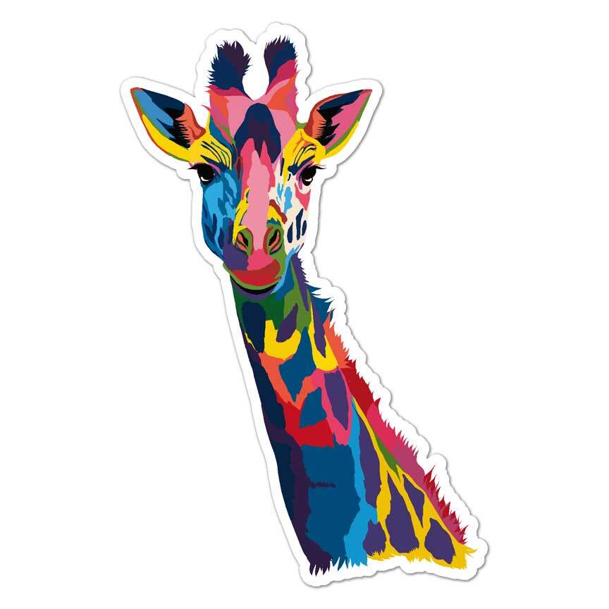 Multicolor Giraffe, Vinyl Decal Sticker, Indoor Outdoor, 3 Sizes, #7625