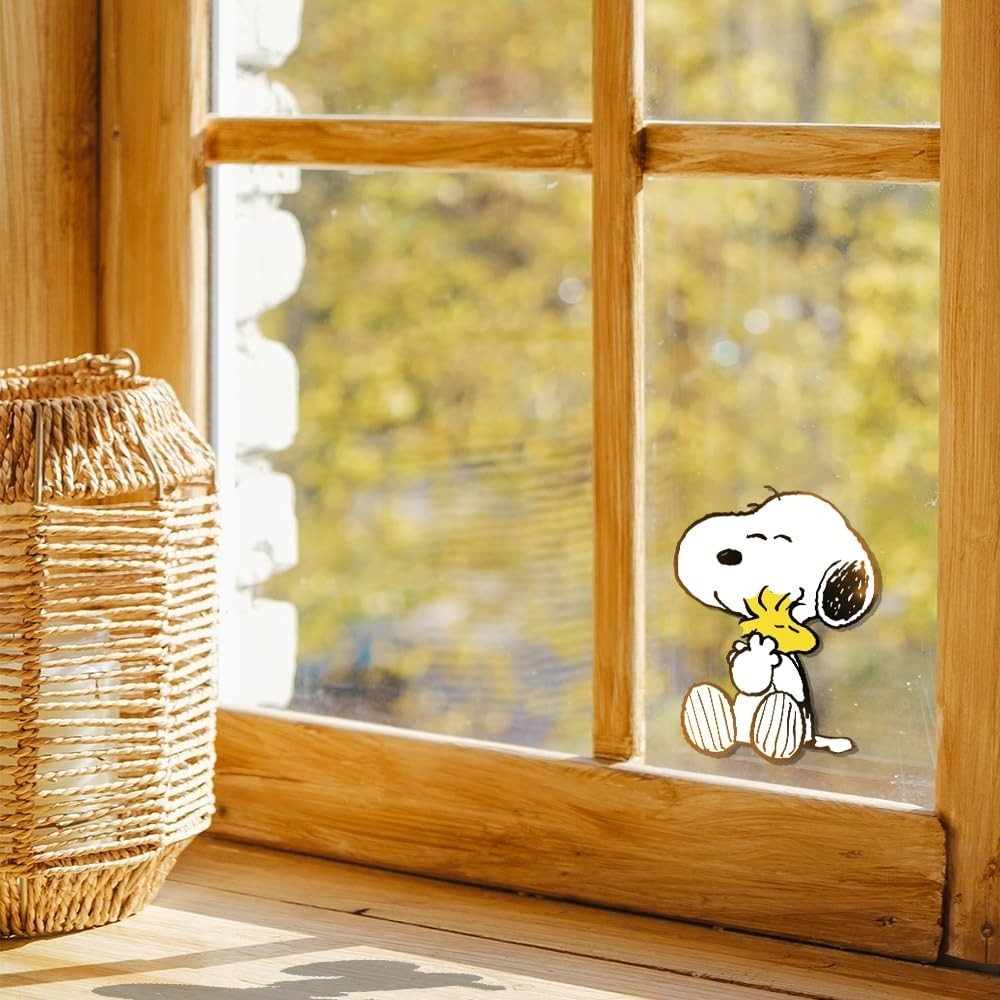 Peanuts Snoopy Hugging Woodstock, cute sticker with bright colors 3"W x 4.5"H