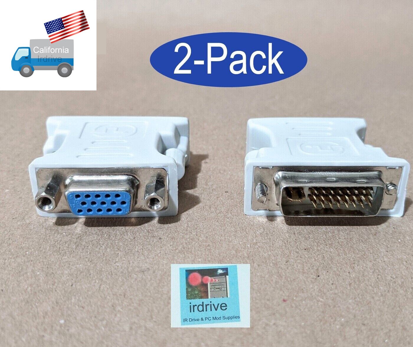 2Pack: NEW Dell 0J461 DVI-A Single Link Male to PC VGA DSUB Female Video Adapter