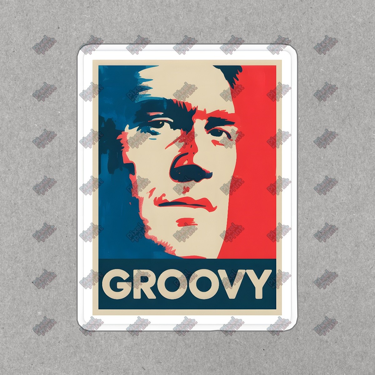 Retro GROOVY Graphic Portrait Sign 1960s/70s Pop Culture Art Bold #8828