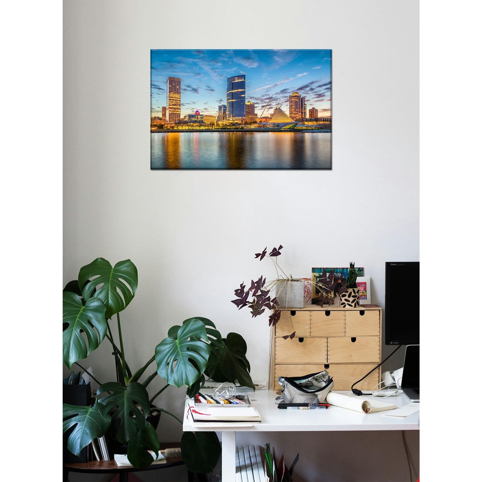 Milwaukee Skyline Print Wall Art Milwaukee Cityscape Wall Decor Picture Canva…