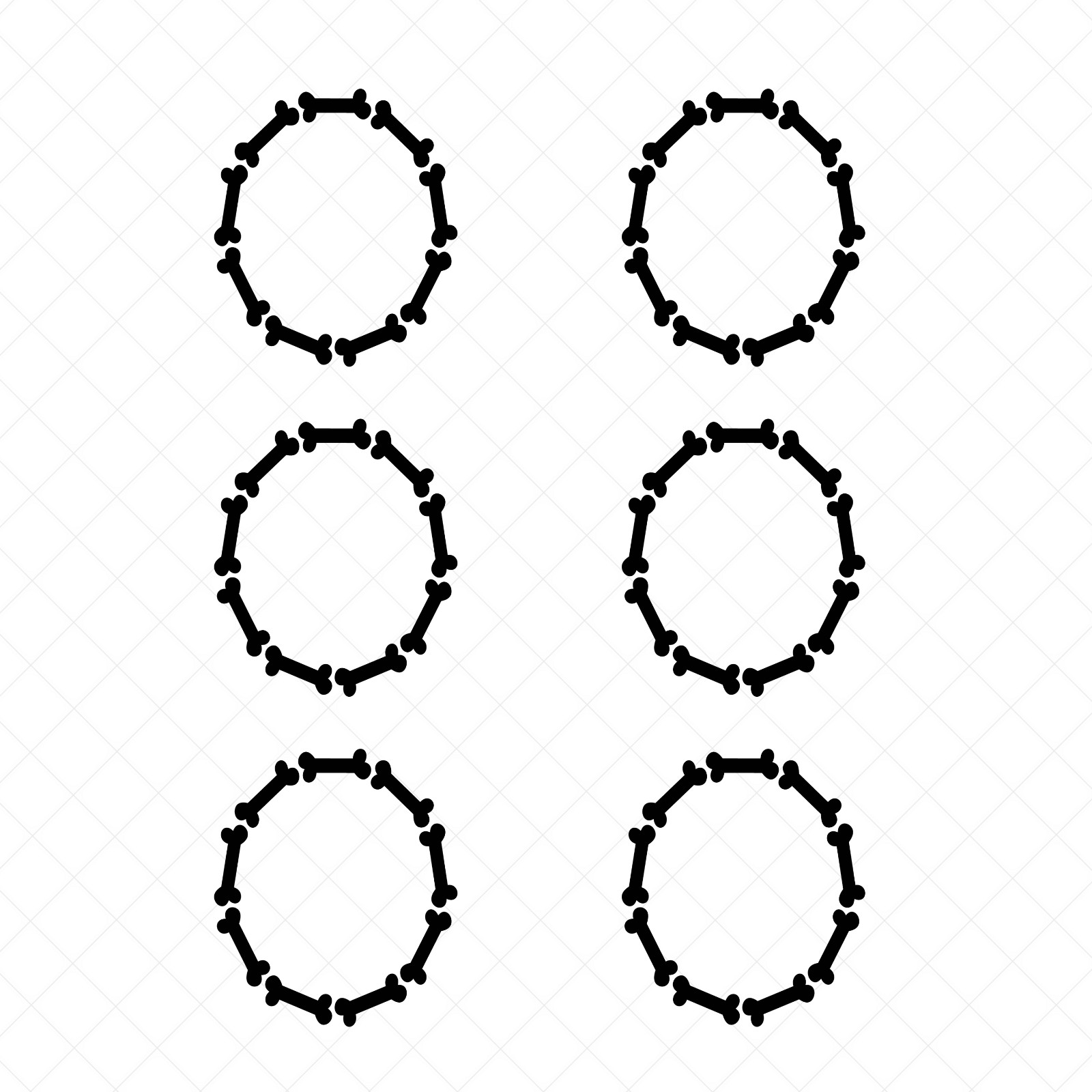 6 Dog Bone Circle Vinyl Stickers Decal Halloween Pet Decor Scrapbook Planner DIY