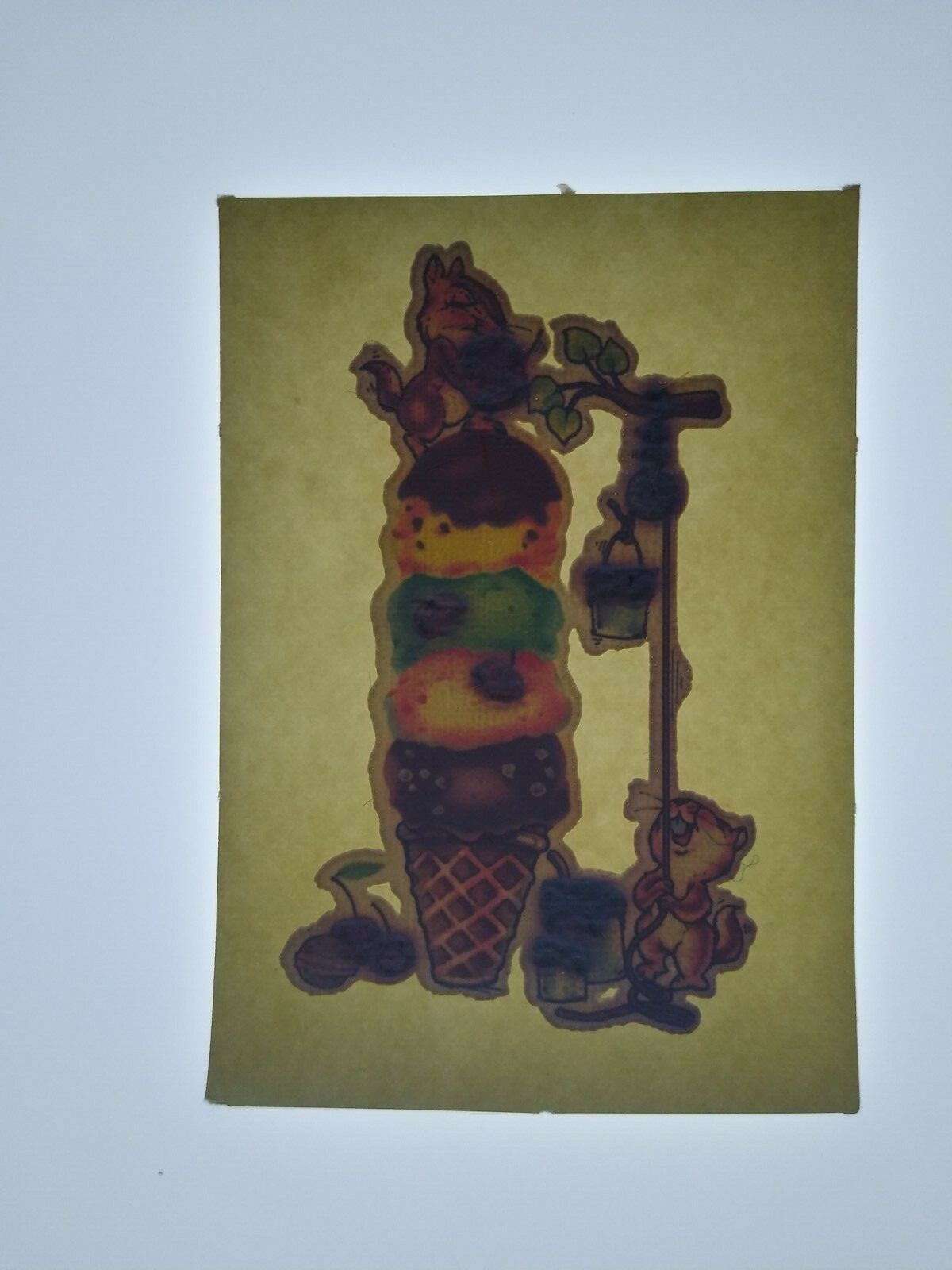 Ice Cream Cone Chipmunks Screamin Gleamin Glitter Iron-On Decal Donruss 1970s