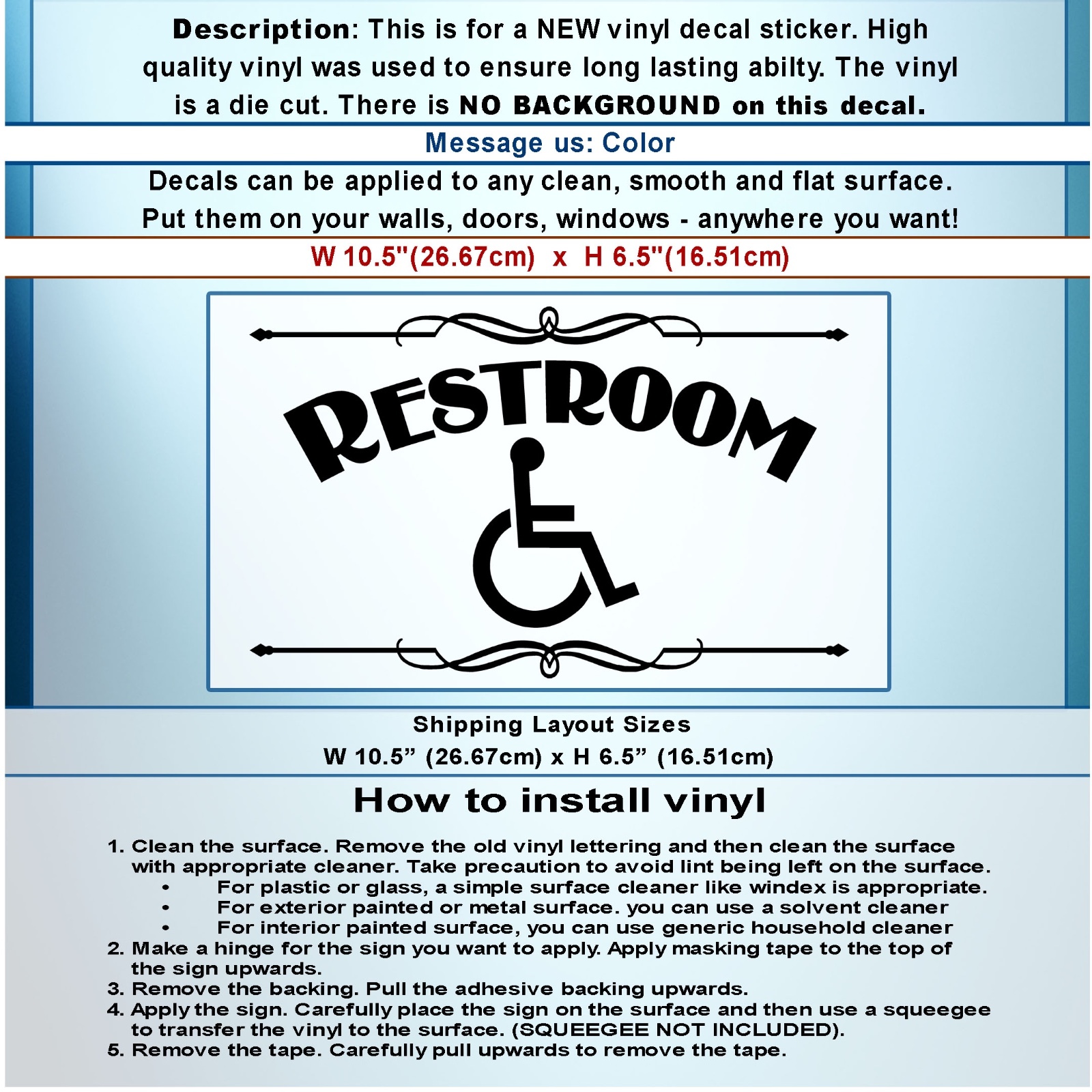 Wheelchair Restroom vinyl Sticker door Bathroom Sign Men Women Art Decal 135