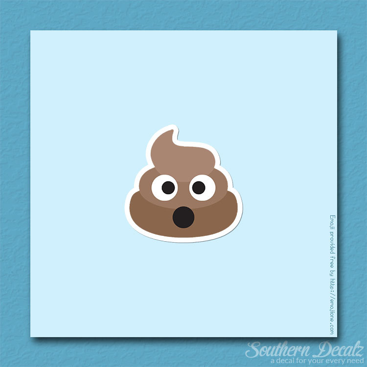 Poop Emoji Surprised – Vinyl Decal Sticker – c111 – 3.75" x 3.75"