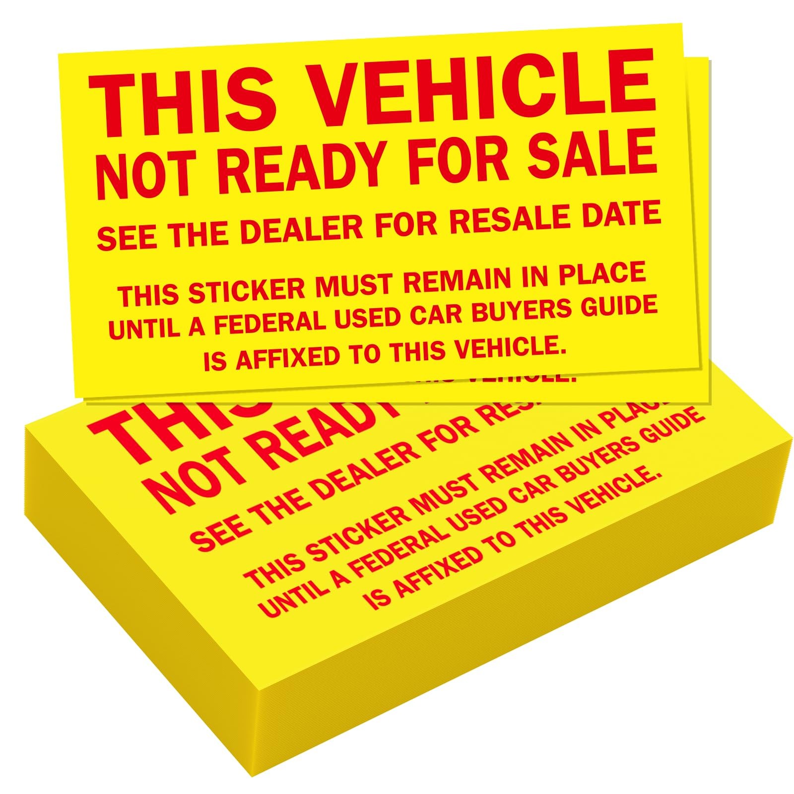100 Pcs Car Dealer This Vehicle Not for Sale Stickers Yellow RED Lettering，2 …