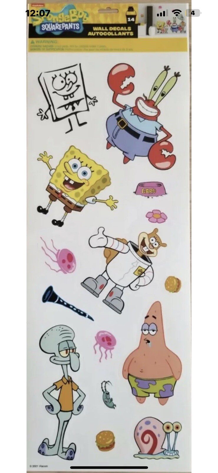 SPONGEBOB SQUAREPANTS PATRICK & friends wall stickers 14 room decals Squidward