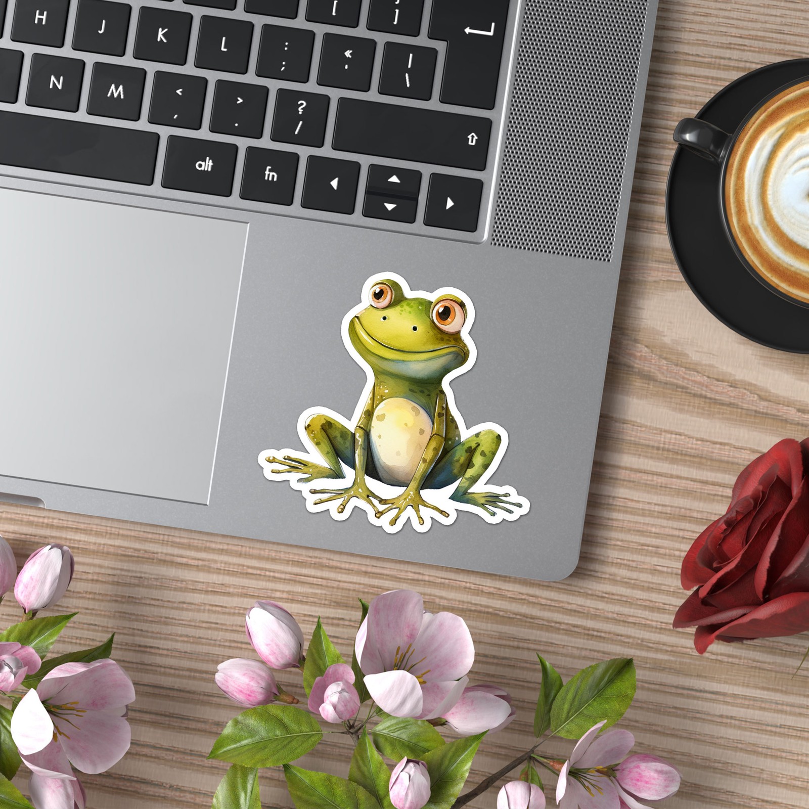 Cute Green Frog – Vinyl Decal Sticker – Car Window Laptop – ebn12552