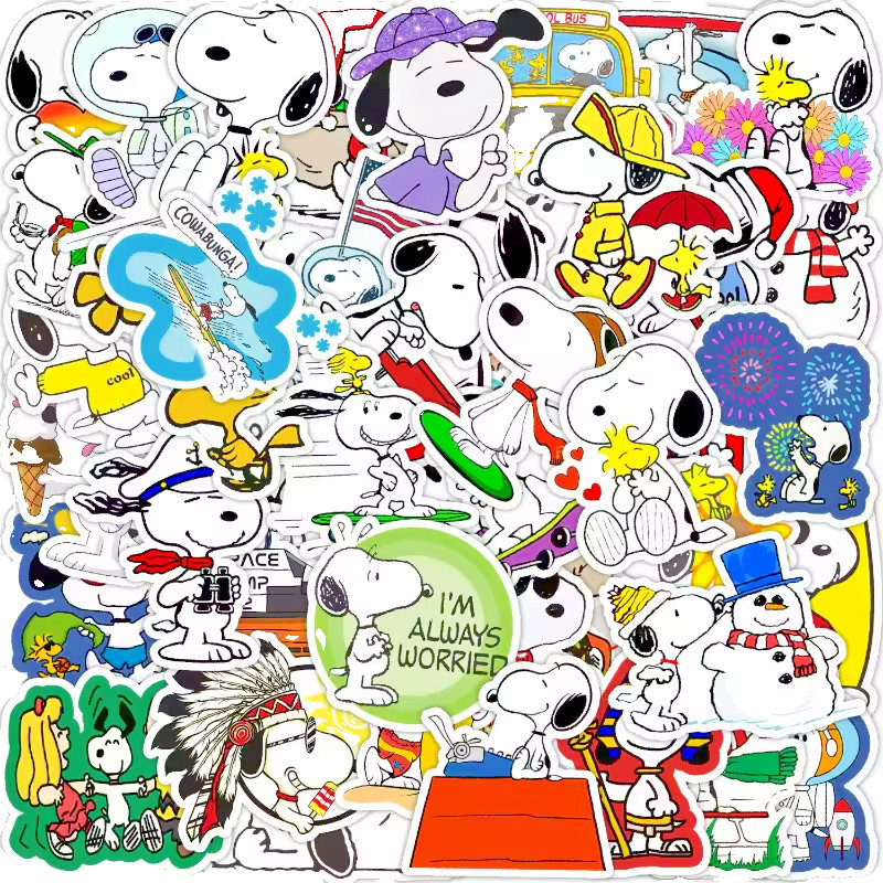 50pc SNOOPY-COWABUNGA Stickers, Great for-Phone, Car, Water Bottle, Laptop, Bike