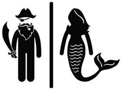 Bathroom Decal sign Pirates n Mermaids