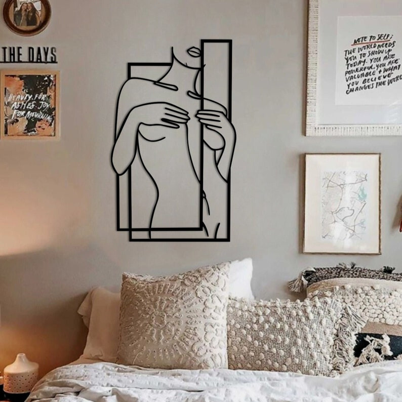 Line Woman Acrylic Wall Art, Line Wall Decor, Unique Home Decoration, Bathroom