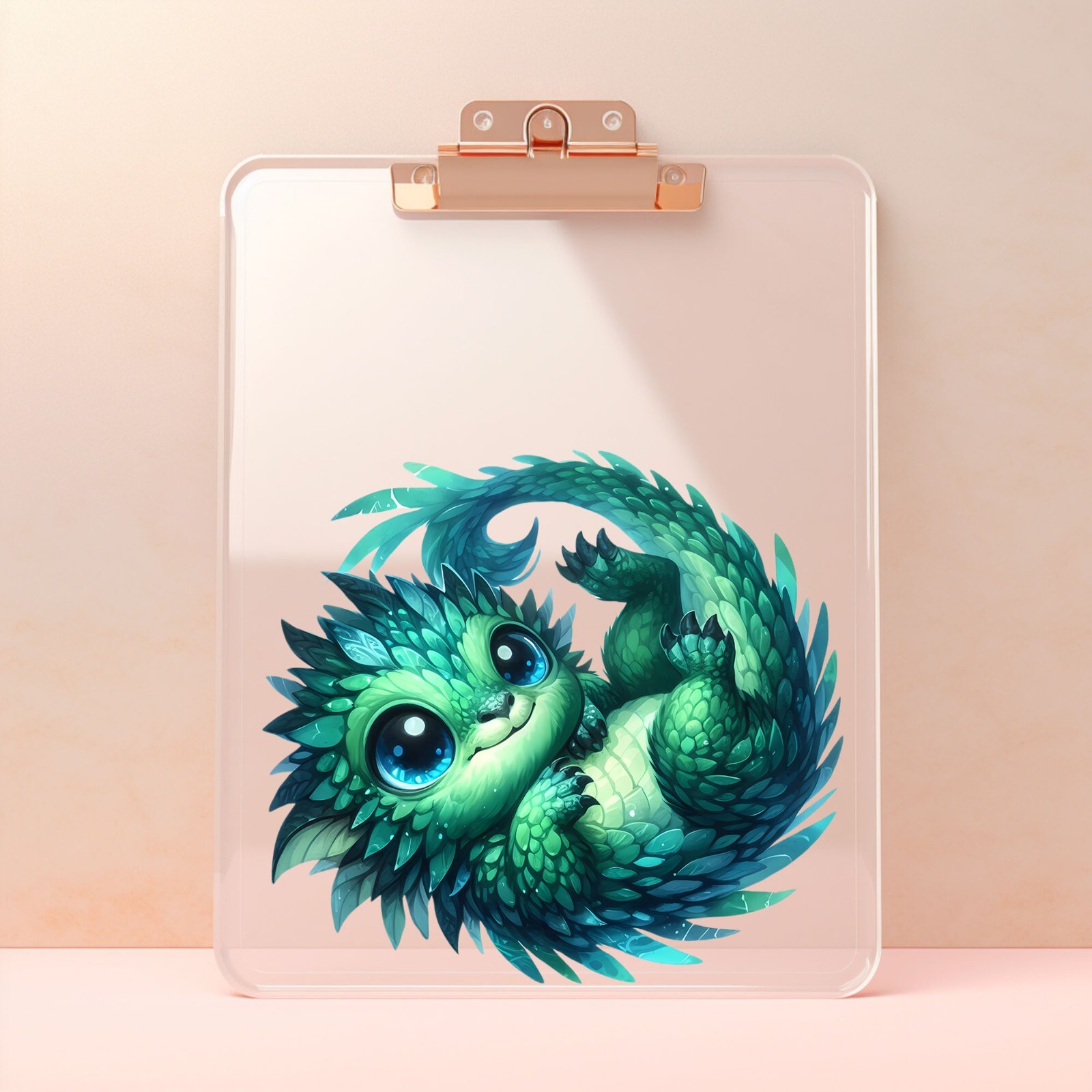 Blue Green Dragon UV DTF Transparent Sticker / Decal