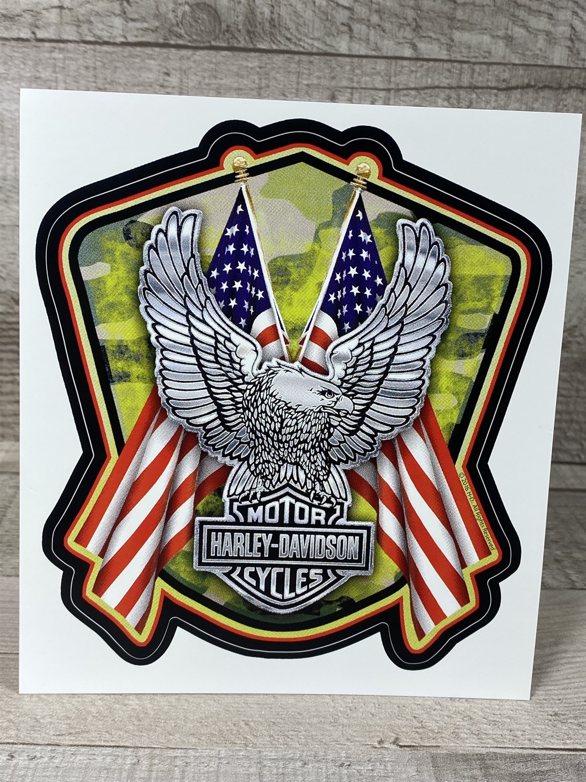 Harley Davidson Salute to the Military Decal / Sticker – Eagle w/ Flags