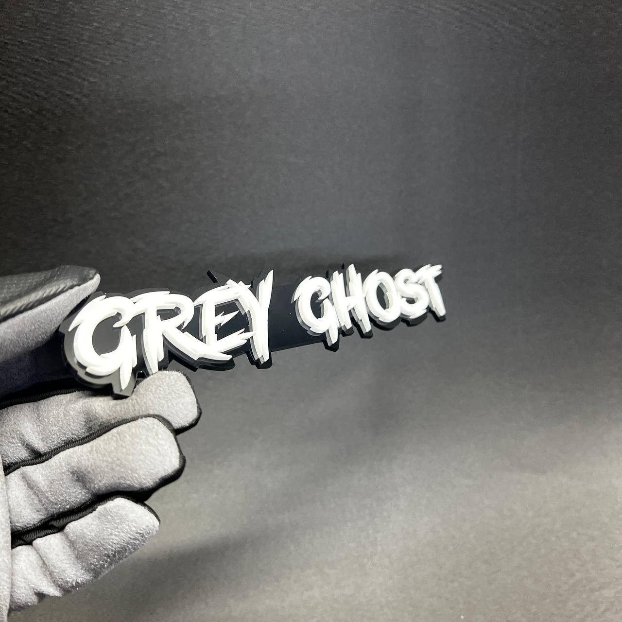 1x GREY GHOST Custom Text 3D Acrylic Car Emblem Badge Multicolor Fender Decal