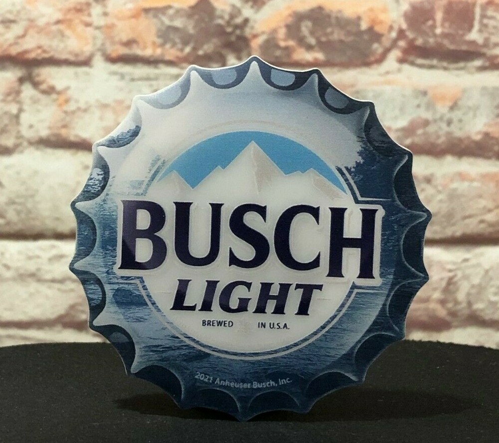Busch Light Acrylic Textured Bottle Cap Magnet – Made in the USA – Beer Fridge