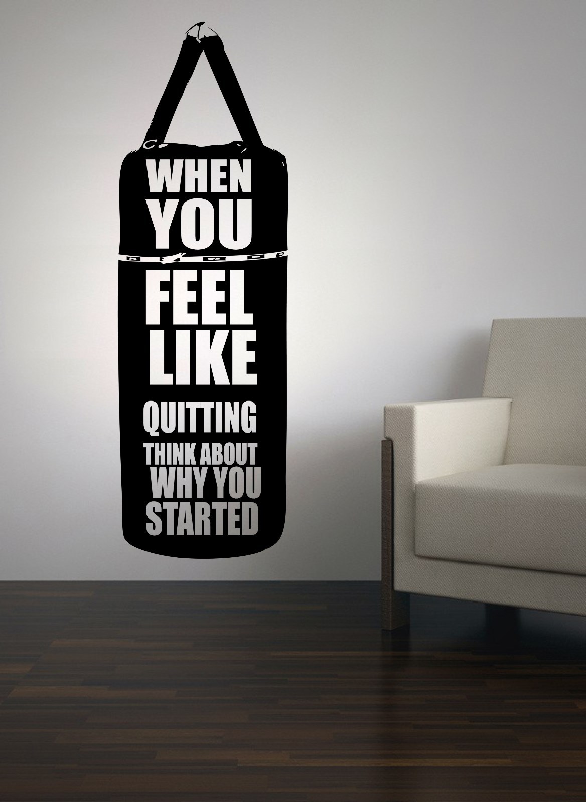 WHEN YOU FEEL LIKE QUITTING – MOTIVATIONAL WALL STICKER DECAL TRANSFER GYM