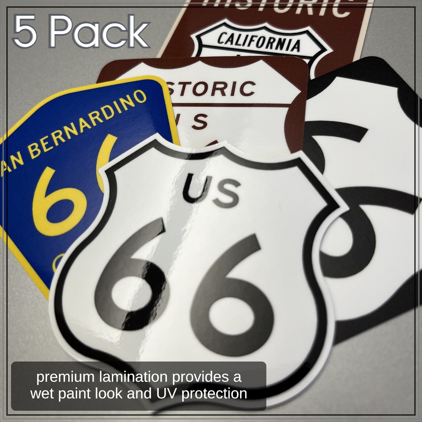 Route 66 Decals 5-pack Made With 3M Vehicle Grade Materials VERY HIGH QUALITY