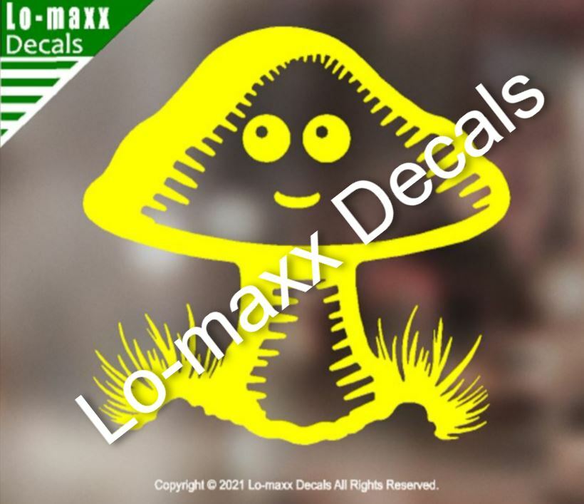 Happy Mushroom Man Unique Art Car Truck Window Woodland Die Cut Vinyl Decal