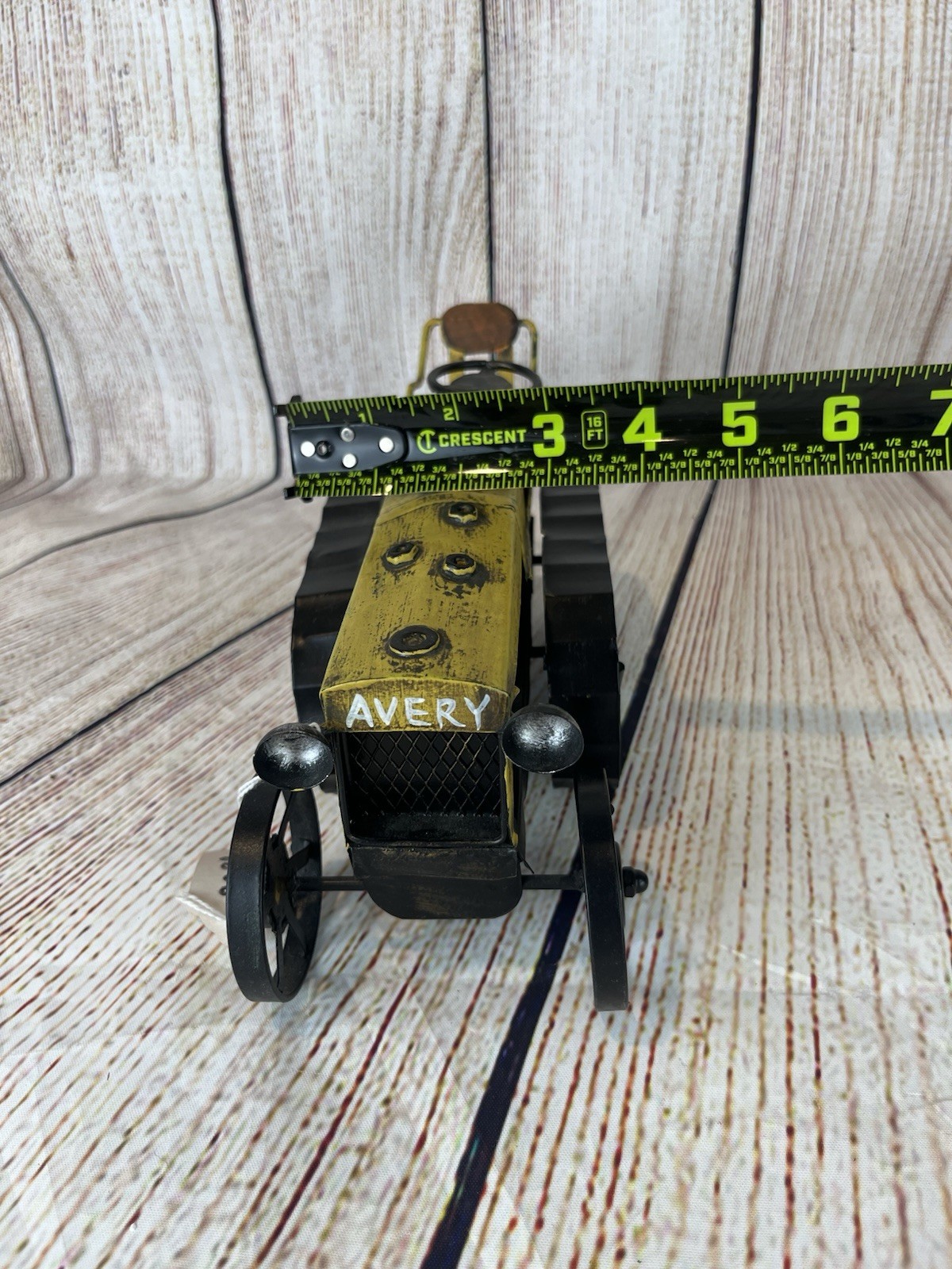Avery Vintage Metal Yellow Tractor Farmhouse Home Decor Rustic 9.5” New Old Stoc