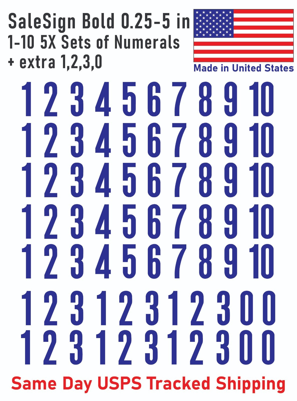 1-10 5x+ Sale Sign Outdoor Vinyl Decal Numbers for Address Mailbox Doors Lockers