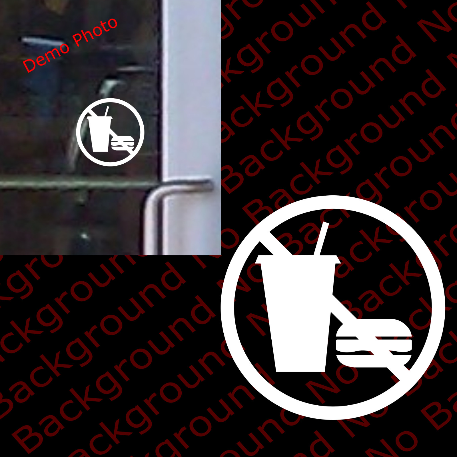 No Food Drink Allowed Round LOGO Shop Window Wall Die Cut Vinyl Decal BS001