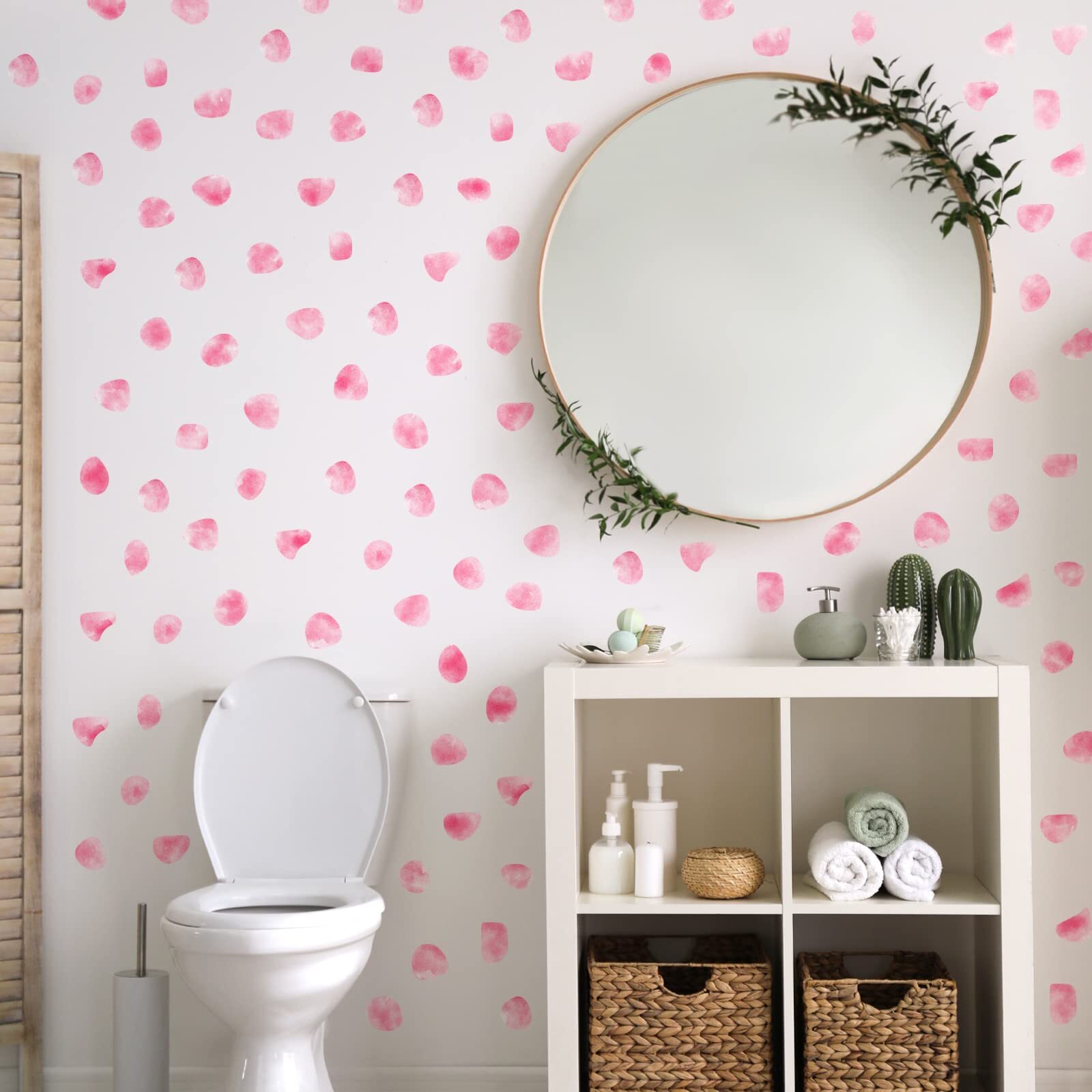 Outus 500 Pieces Irregular Polka Dots Wall Decal Bedroom Home Decoration (Pink)