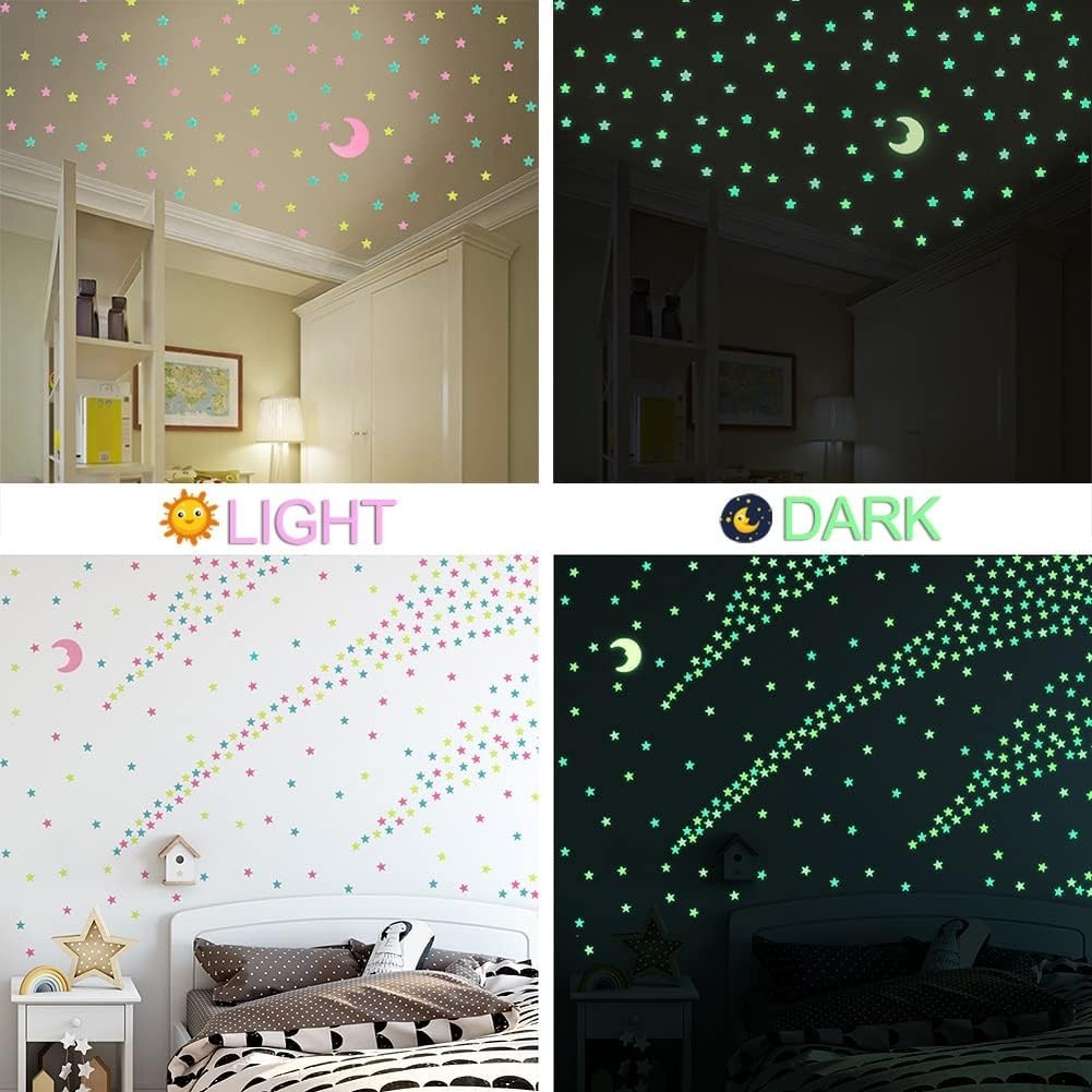 Eco-Friendly Glow in The Dark Star Stickers – Magical Decor for Kids' Space