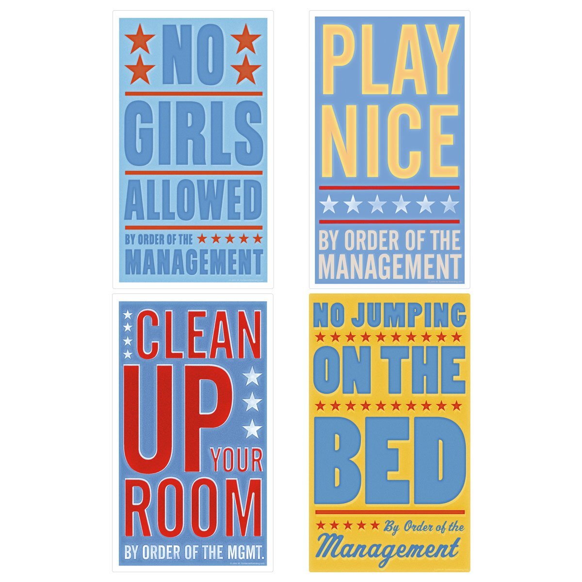 Bedroom Rules Boys Room Wall Decal Set Vintage Style Bundle