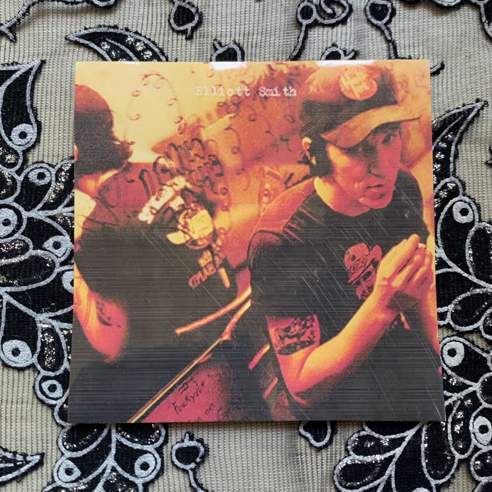 elliot smith album vinyl sticker, holographic waterproof decal
