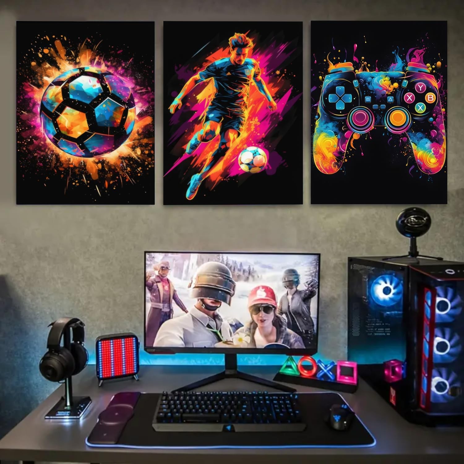 BGFCE Gaming Canvas Wall Art Decor, Paintings Art Game Controller Color Splas…