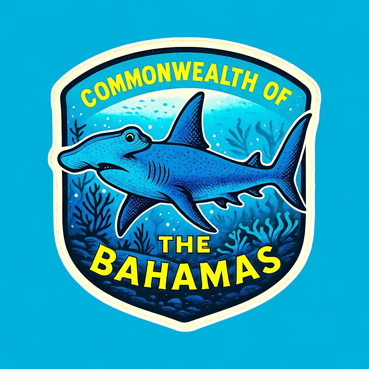 Bahamas Sticker Vinyl Decal Vintage Style Hammerhead Shark Souvenir Vacation