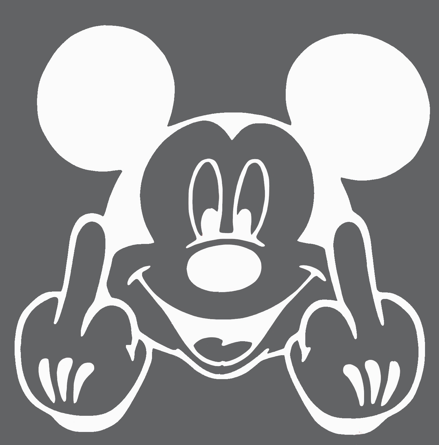 ANGRY MICKEY 5inch car window laptop sticker mickey gives the double finger, fun