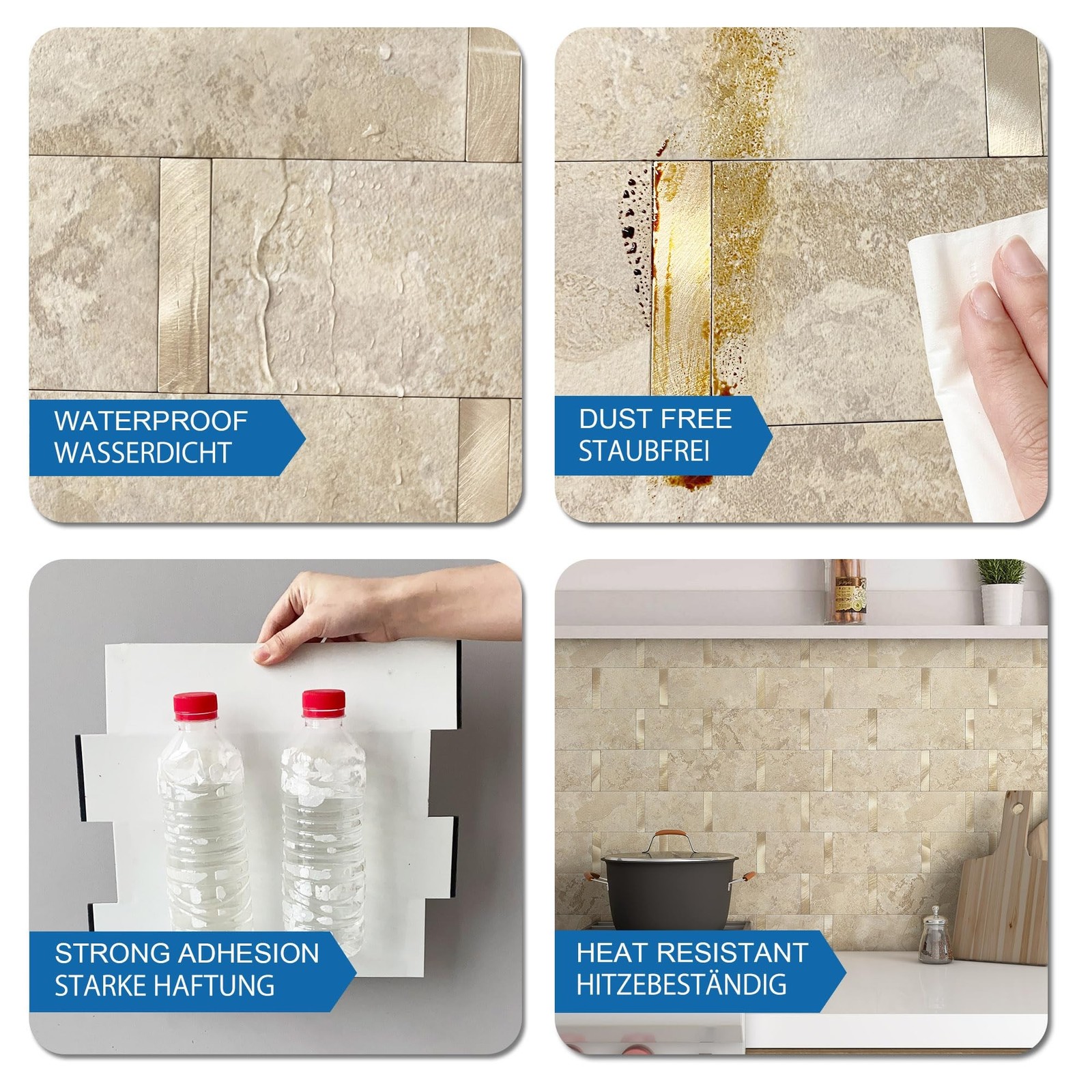 Matte Kitchen Subway Tile Peel and Stick Backsplash Self-Adhesive Bathroom Wa…