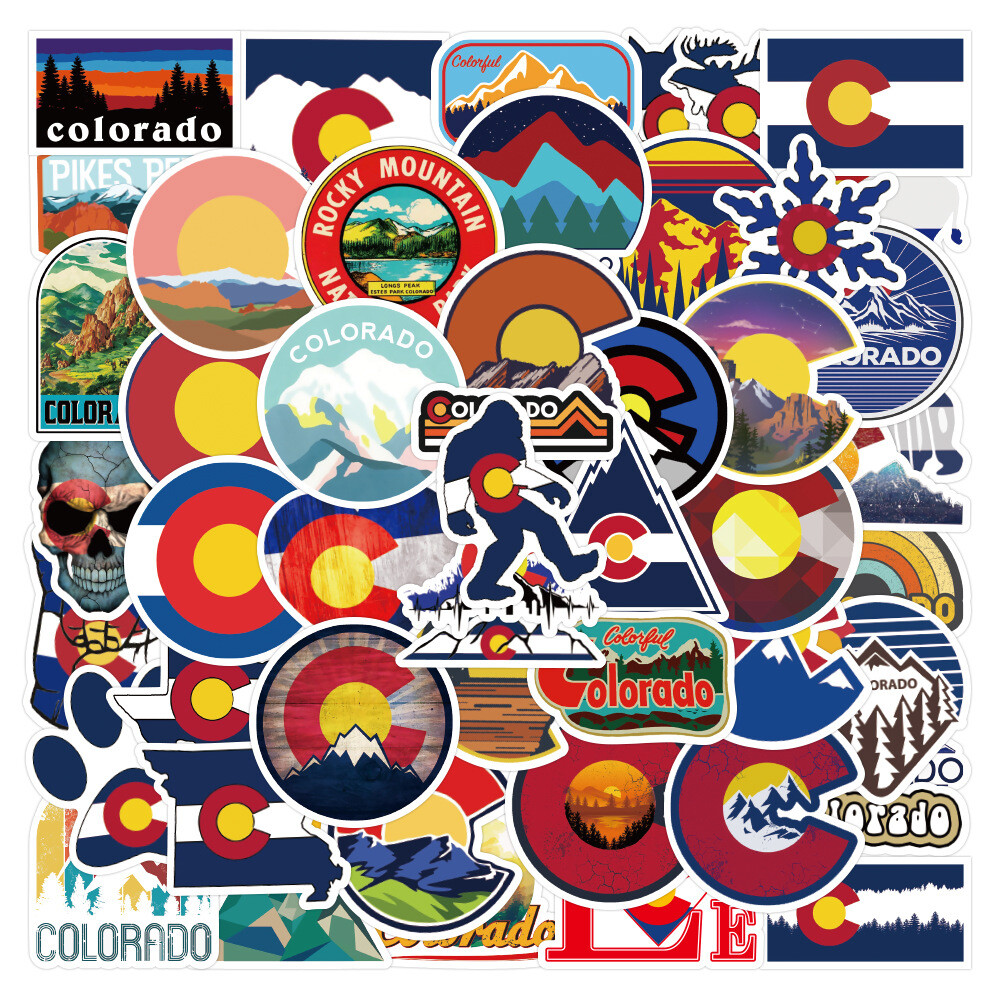 100Pcs State of Colorado Cartoon Sticker for Adults Teens Girls Water Bottles