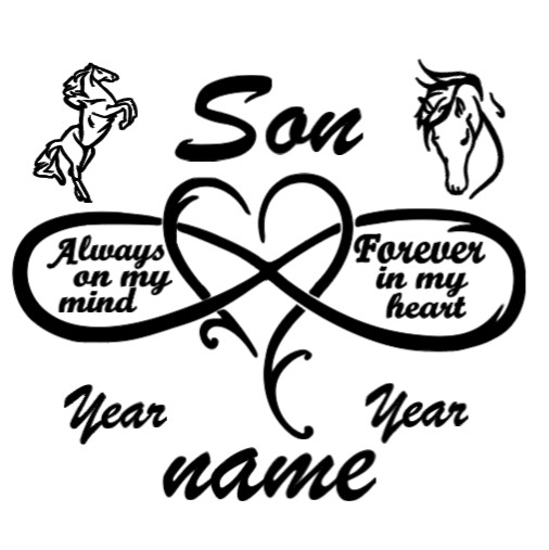 Personalized Son Memorial Decal with horses.