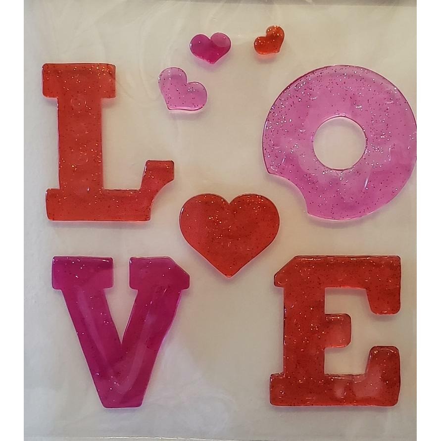 NEW Valentines Day Love Hearts Glittery Sparkle Window Gel Clings Decor 9 pc.