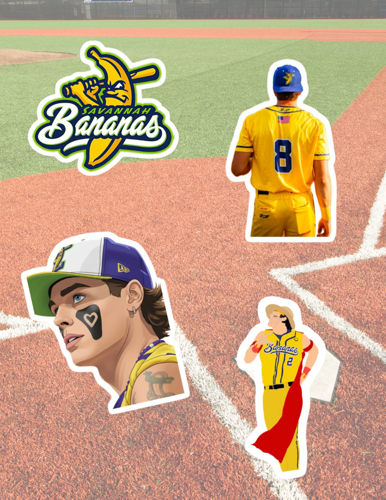 Savannah Bananas Banana Ball 4pc Sticker Pack