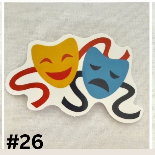 Theater Comedy And Tragedy Mask Vinyl Sticker Durable 3×2 inches No 26