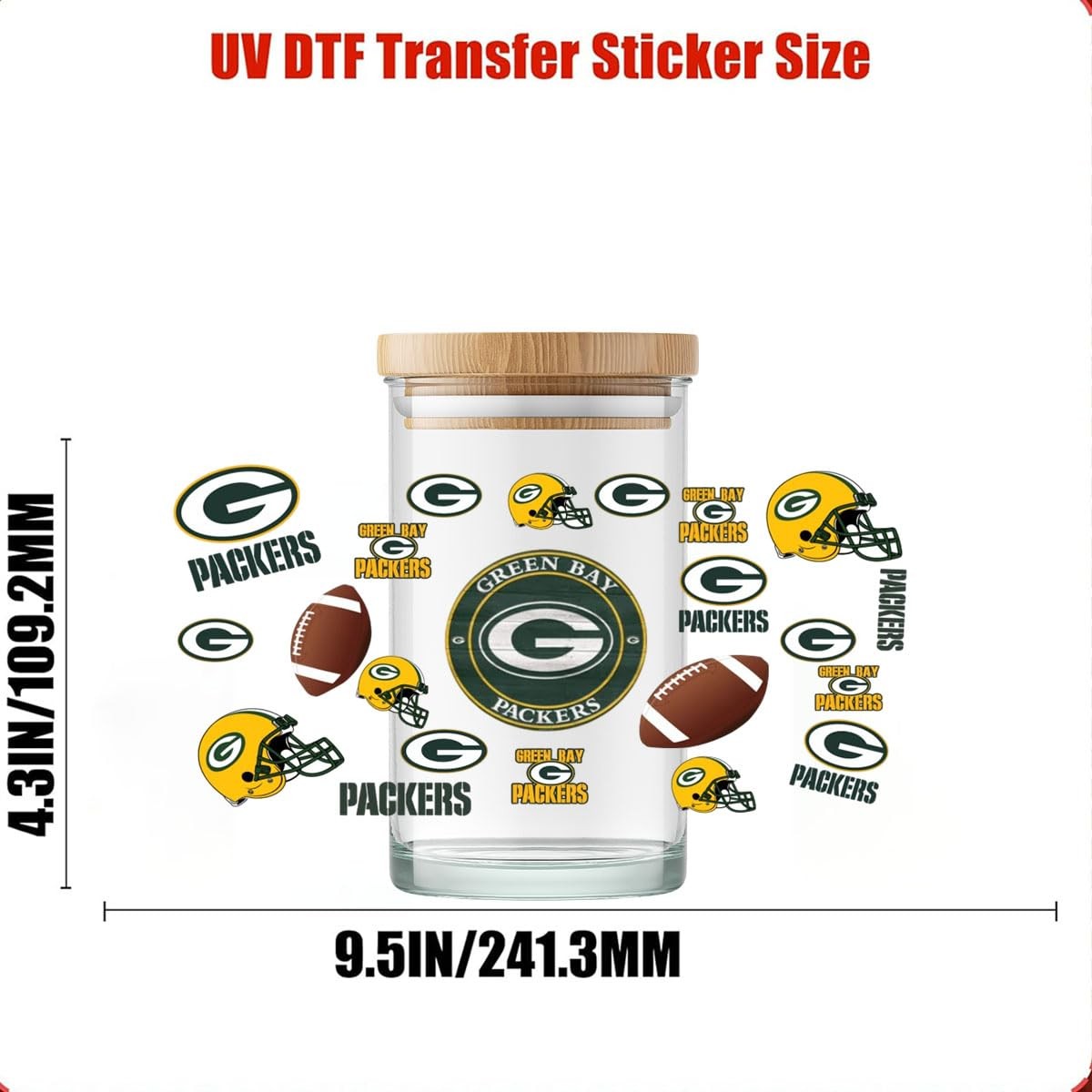 UV DTF Cup Wraps for 16 Oz Glass Cups USA Football Decals 4 Sheet (Mix4) | Ameri