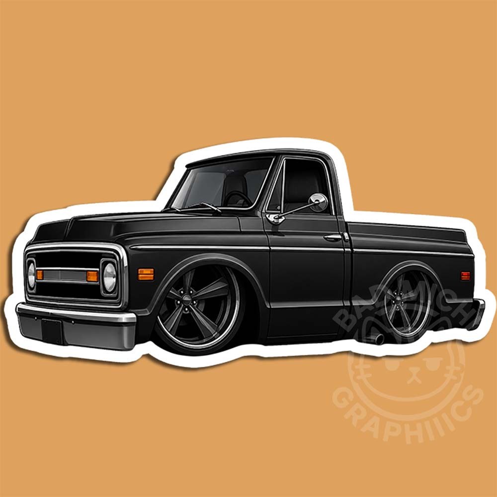 Chevy c10 1967 1968 1969 1970 1972 Sticker Decal Illustrated Pickup Truck Window