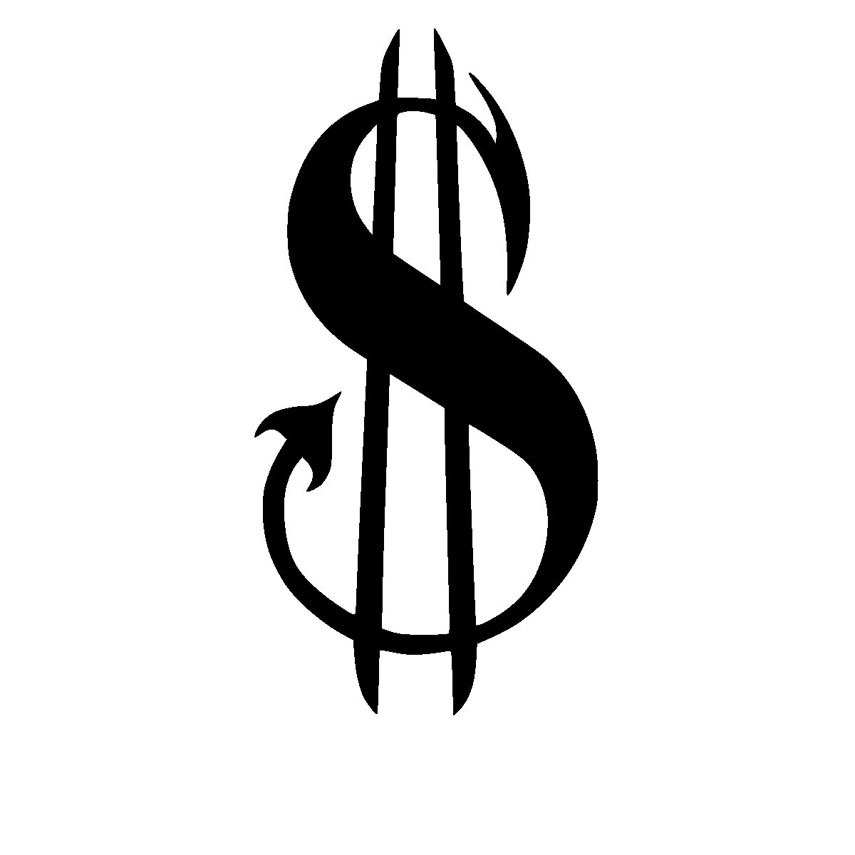 Devil Dollar Sign Decal, Evil Dollar Symbol, funny sticker, you choose color