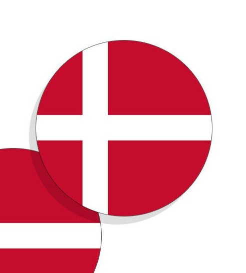 Denmark Flag Stickers Danish Flag Decals Round Flag of Denmark 4pack