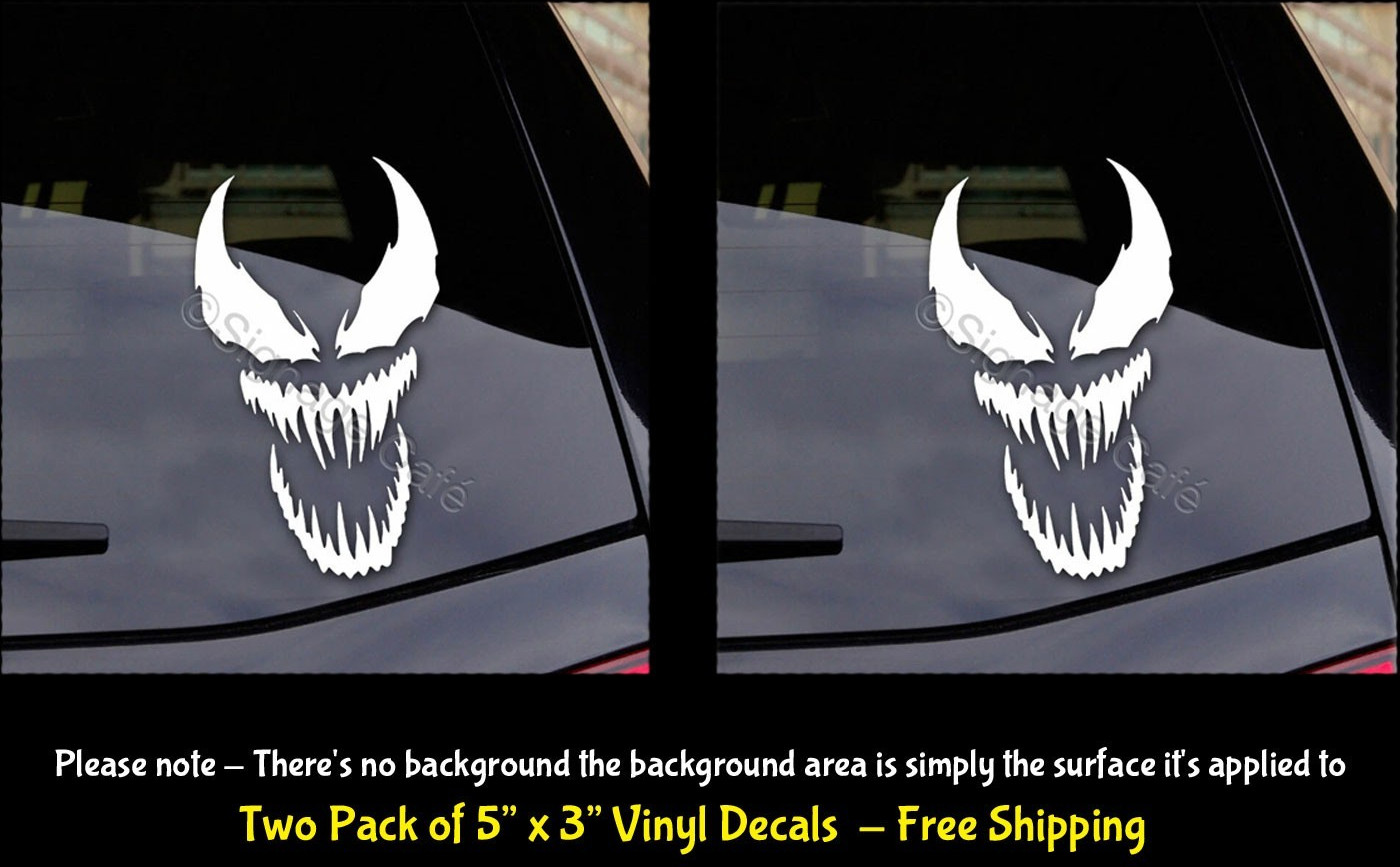 Venom Two 5" White Vinyl Decals Window laptop helmet Car Truck Window