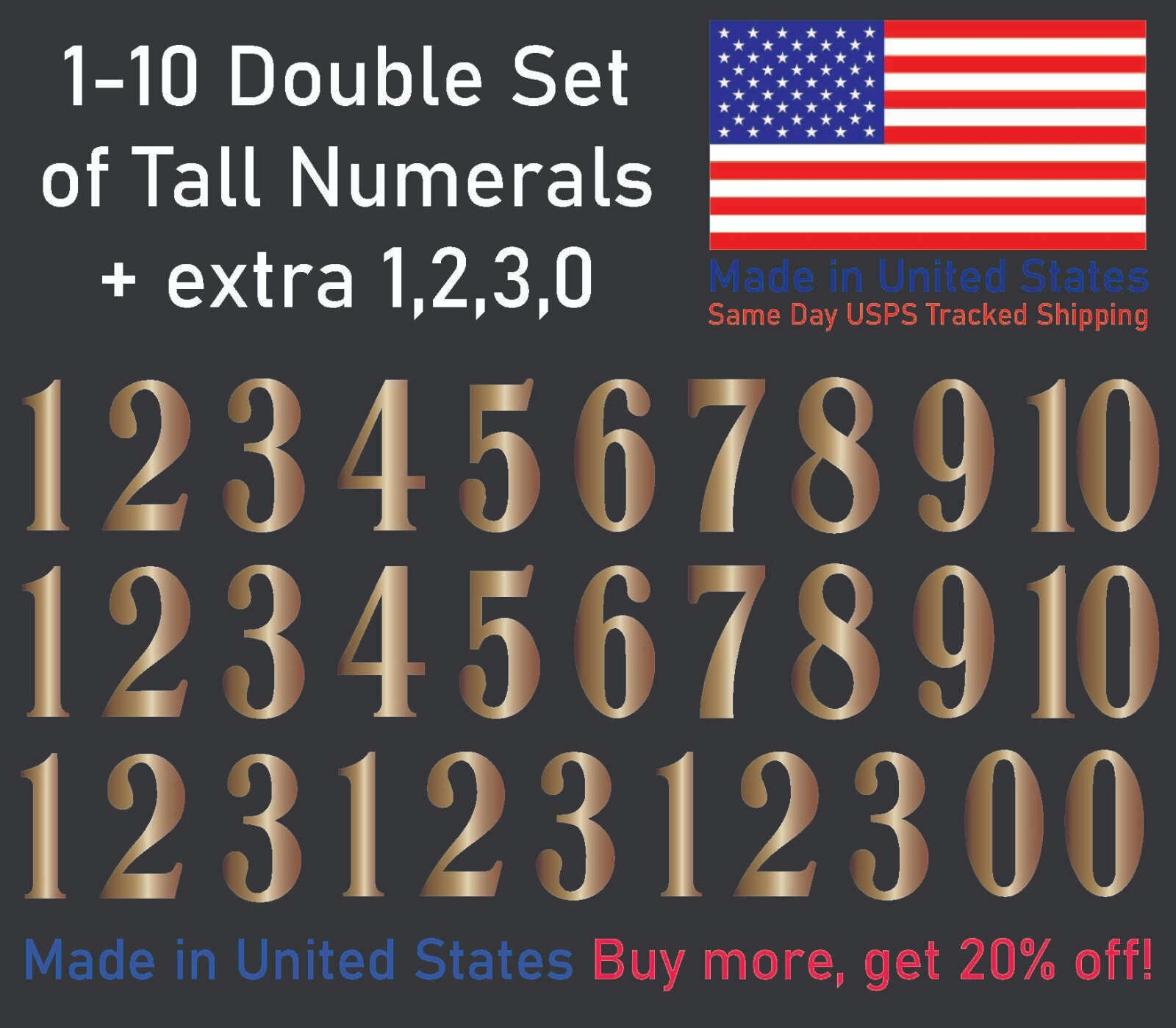 1-10 School Book Outdoor Vinyl Decal Numbers for Mailbox, Door, Address, Locker