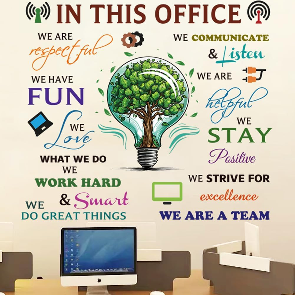 Office Inspirational Wall Decals – Positive Sayings Peel Stick Stickers, Colorfu