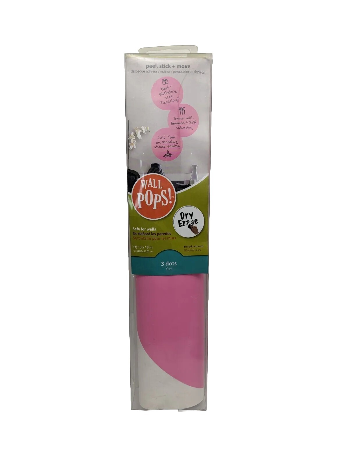 WallPops 13 in. x 13 in. Pink Flirt Dots Dry Erase Memo Board Model # WPE93962
