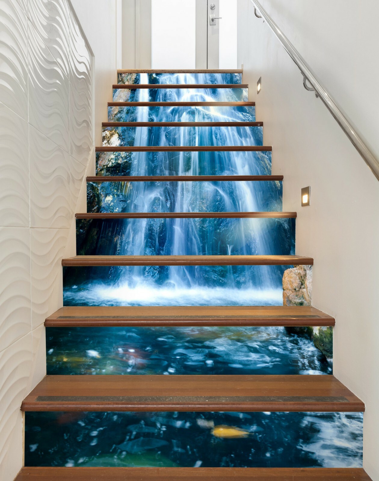 3D Blue Waterfall NA425 Stair Risers Decoration Photo Mural Decal Wallpaper Fay