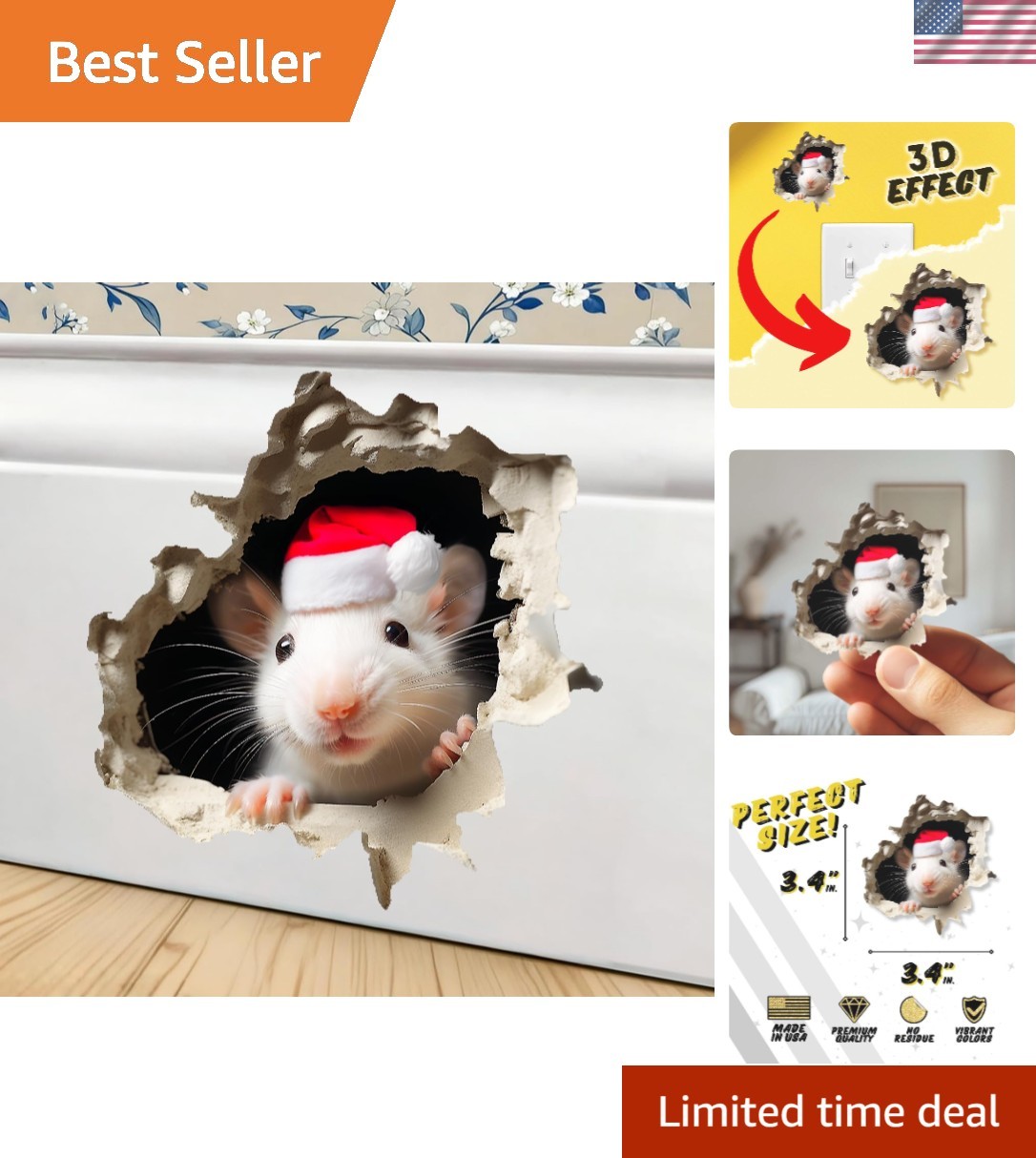 Charming Waterproof Mousehole Wall Sticker for Kids – Peel and Stick Easy