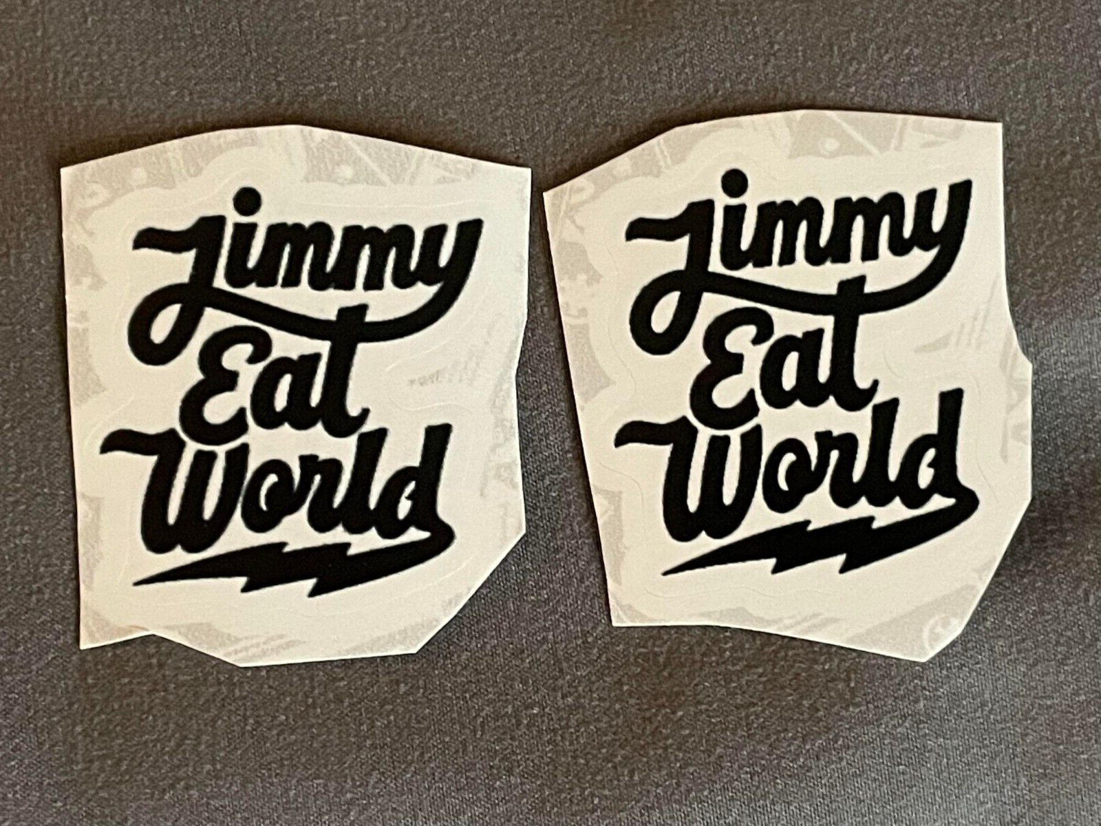 Lot (2) JIMMY EAT WORLD 1 1/2" x 1 1/2" Band Logo STICKERS Black FAST! FREE SHIP