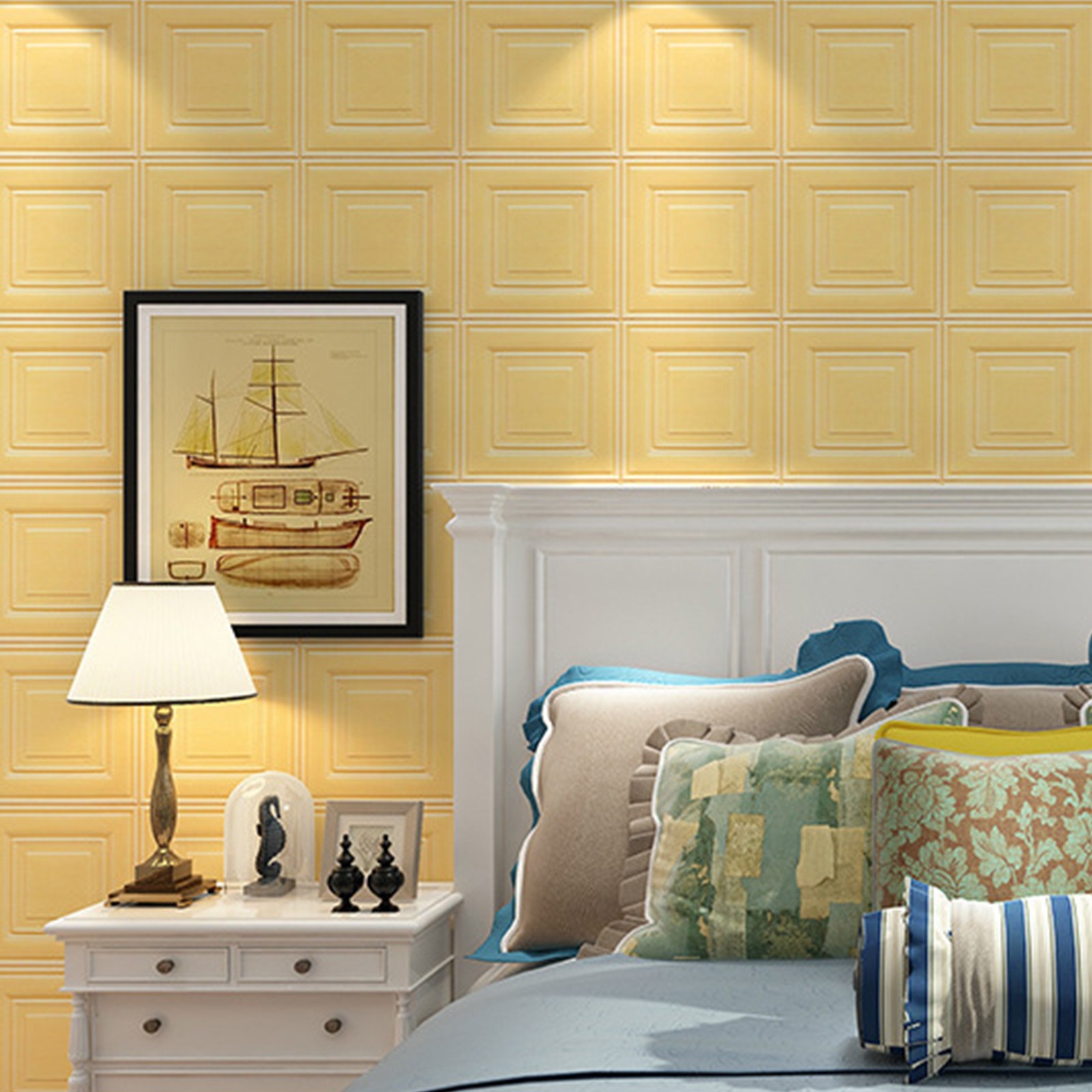 50PCS 35*35cm 3D Wall Sticker PE Foam Panel Home Room Decor Home DIY Waterproof